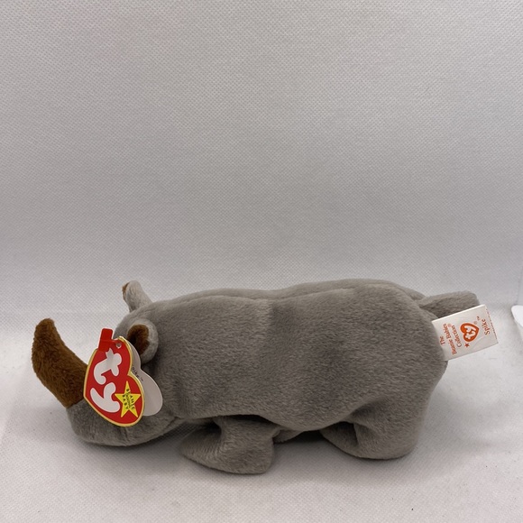 Ty Original Beanie Baby Spike Rhinoceros Grey Brown with Hang Tag 1996 Retired - Picture 9 of 10